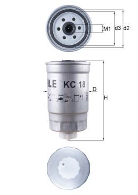 MAHLE KC 18 - Üzemanyagszűrő AGRALE ALFA ROMEO ARO AUDI AUSTIN CASE IH CHEVROLET CITROËN DAF DAIHATS