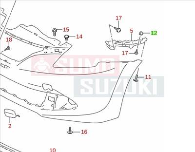 Suzuki Baleno 2016-tól első lokhárító tartó anya 09148M05072