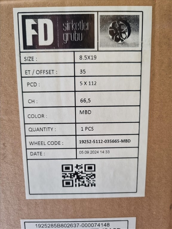  5x112 lyukosztású 8,5JJ 19" új alufelni 3. kép