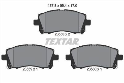 Fékbetét készlet TEXTAR 2355802 for SUBARU, MITSUBISHI, NISSAN