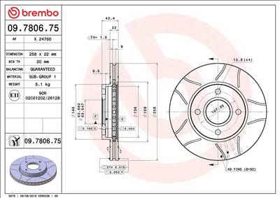 féktárcsa BREMBO 09.7806.75 for FORD, MAZDA