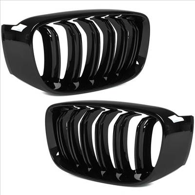 BMW 3 F34 GT hűtőrács (fényes fekete, double bar – bal+jobb) 2013-2020