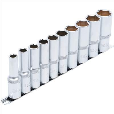 BGS Hosszított hatszög dugókulcs készlet, 12.5mm (1/2") meghajtás, inch méretek, 10db - BGS-2435