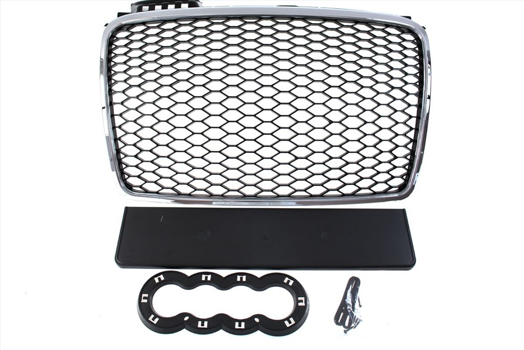 MTUNING Grill Audi A4 B7 RS-stílusú króm-fekete hűtőrács 1. kép