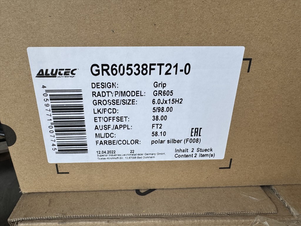 R15 5x98 (58,1) ALUTEC GRIP POLAR SILBER 6J ET38 új felnik alufelnik 6. kép