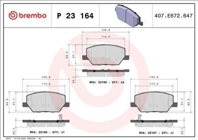 Fékbetét készlet BREMBO P 23 164X for JEEP, FIAT, ALFA ROMEO, CHRYSLER
