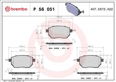 Fékbetét készlet BREMBO P 56 051 for NISSAN, INFINITI