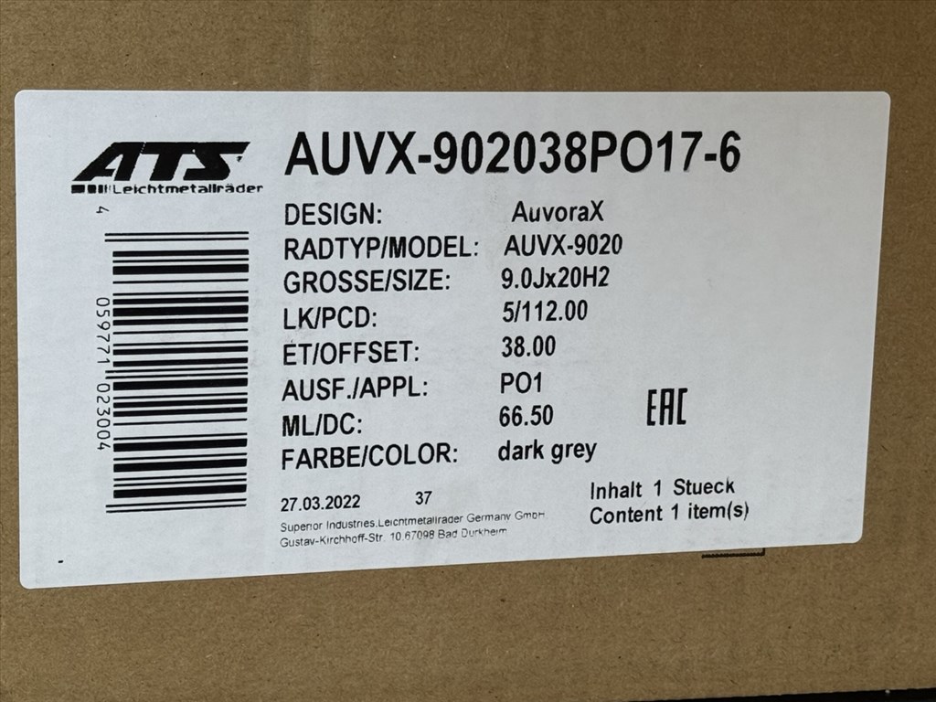 R20 5x112 (66,5) ATS AUVORAX Dark-grey 9J ET38 új alufelnik felnik 20" 9. kép