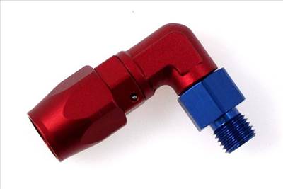 TurboWorks 90°-os AN10-1-1/16-12NPT (AN12) forgatható alumínium csatlakozó, vágott, kovácsolt