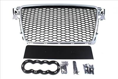 MTUNING Grill Audi A4 B8 RS-Style ezüst-fekete PDC-vel