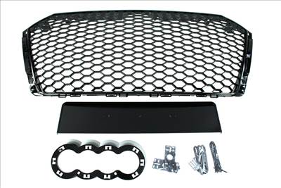 MTUNING Hűtőrács Audi A4 B9 RS-stílus Fényes fekete PDC