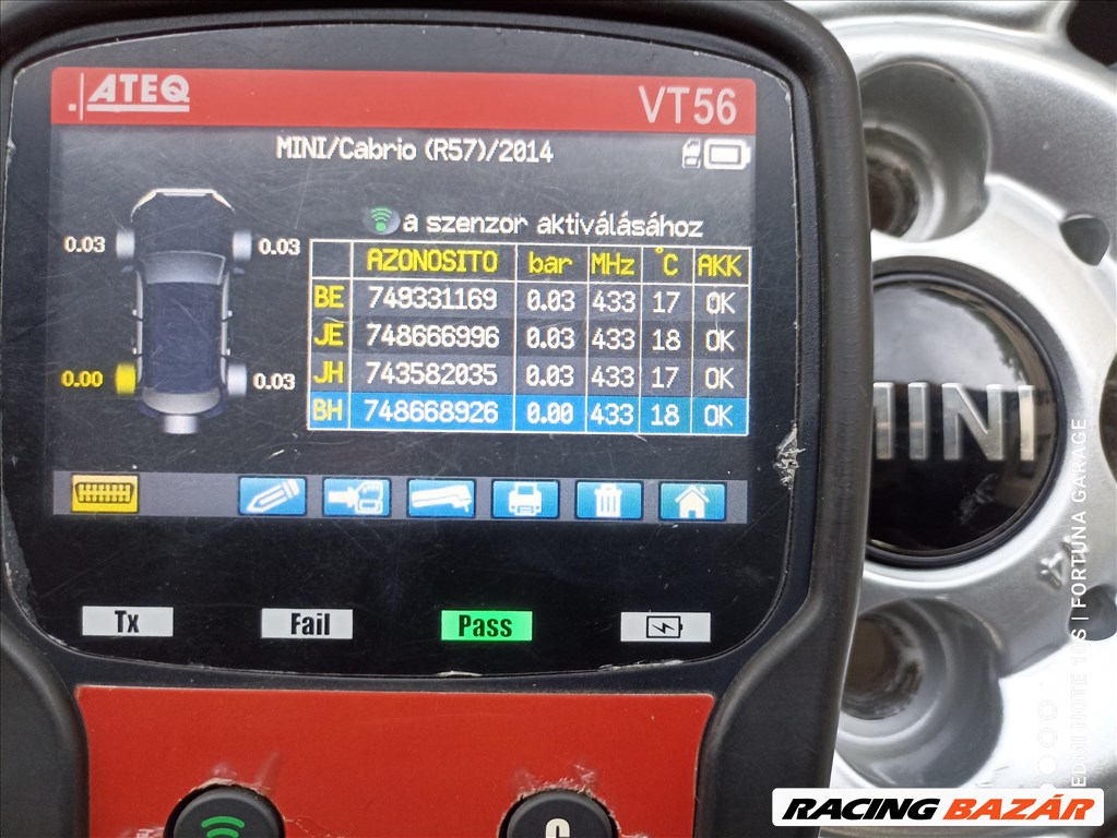 4x100 16" Mini Cooper használt alufelni garnitúra +TPMS 9. kép