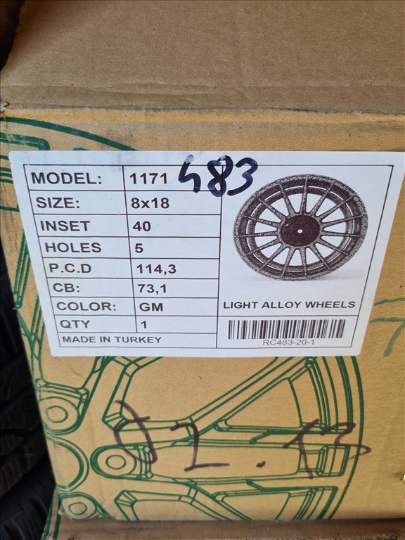  5x114.3 lyukosztású 8JJ 18" új alufelni 3. kép