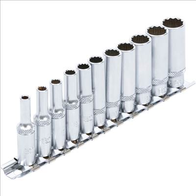 BGS Hosszított dugókulcs készlet, 12 lapú, 1/4" meghajtású (4–13mm), 11db - BGS-5251