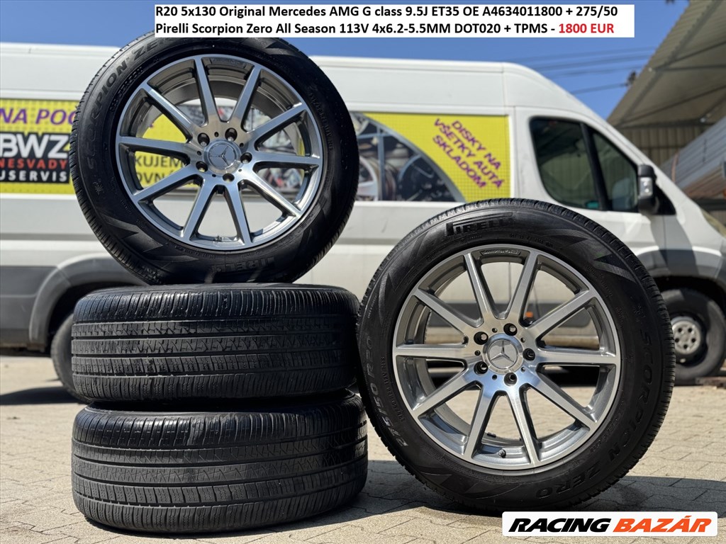 R20 5x130 Original Mercedes AMG G-Class W463 9.5J ET35 OE A4634011800 + 275/50 + TPMS  1. kép