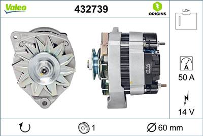 generátor VALEO 432739 for CITROËN, PEUGEOT, TALBOT