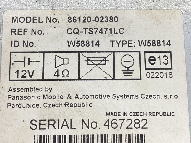 TOYOTA COROLLA Rádió / CD 4. kép