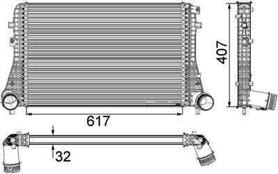 MAHLE CI 208 000P - töltőlevegő-hűtő SEAT VW