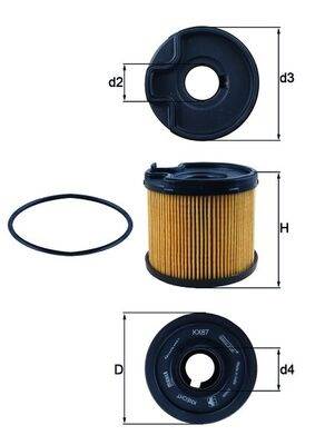MAHLE KX 87D - Üzemanyagszűrő CITROËN FIAT LANCIA PEUGEOT SUZUKI
