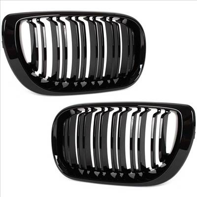 BMW 3 E46 Sedan/Kombi hűtőrács (fényes fekete, double bar – bal+jobb) 2001-2005