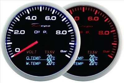 Depo Gauge WA 4in1 60mm – Olajnyomás, Volt, Olajhőmérséklet, Vízhőmérséklet műszer
