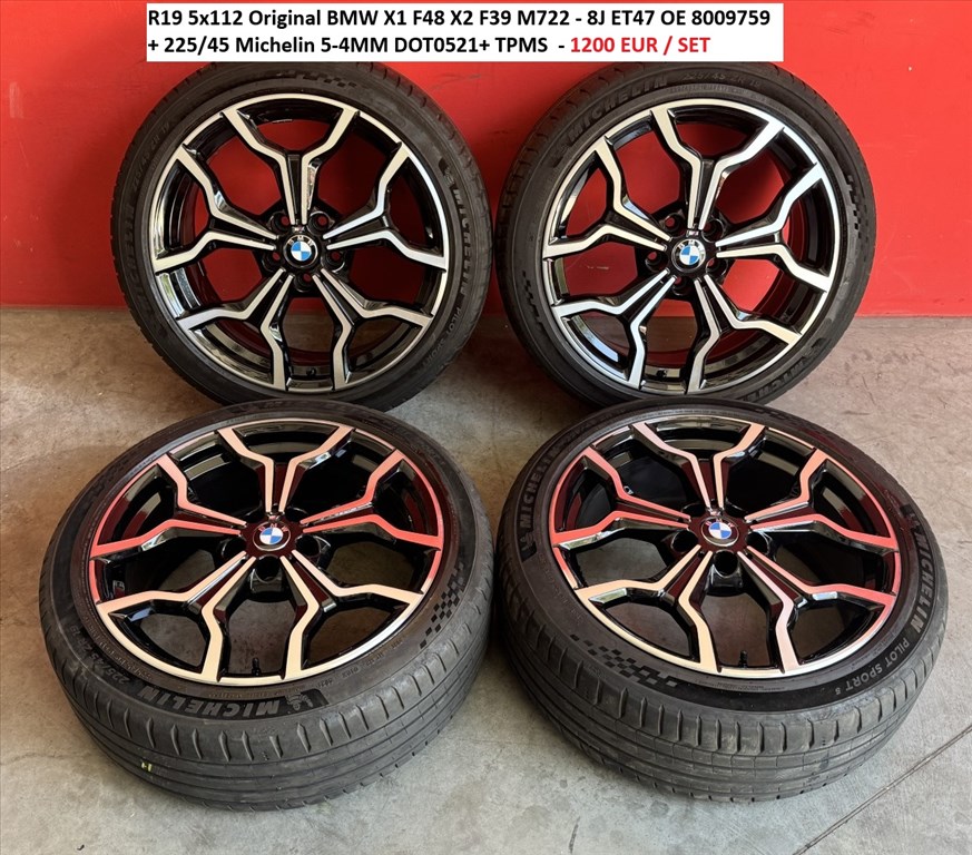 R19 5x112 Original BMW X1 F48 X2 F39 M722 - 8J ET47 OE 8009759 + 225/45 Michelin  1. kép