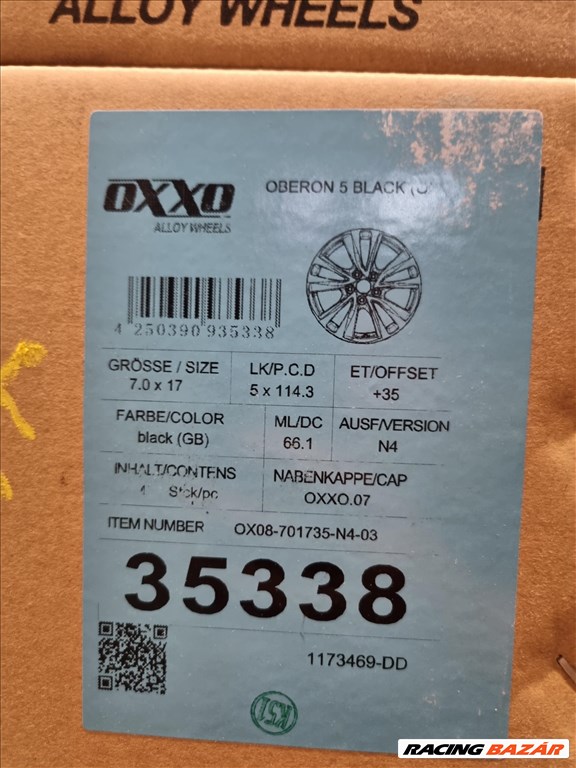  5x114.3 lyukosztású 7JJ 17" új Oxxo alufelni 3. kép