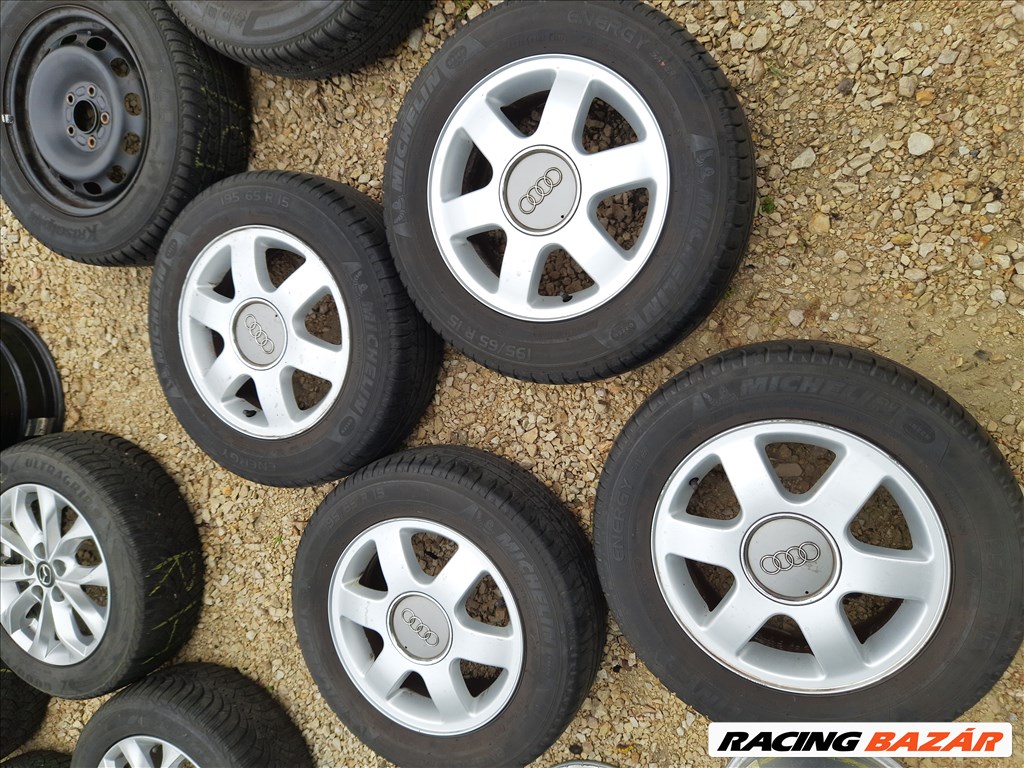 Audi A3 5x100-as 15" újszerű (gyári felni) alufelni, rajta 195/65 újszerű Michelin nyári sxx2 1. kép