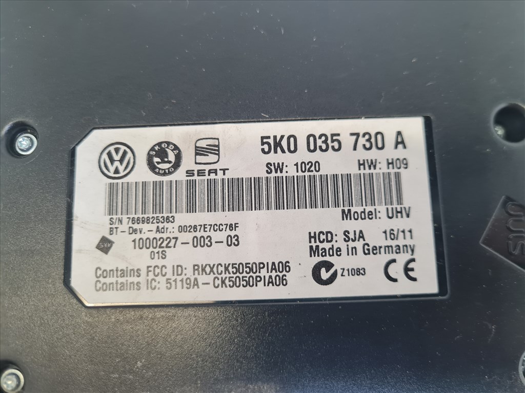 Volkswagen Golf VI bluetooth elektronika (21544) 5k0035730a 2. kép