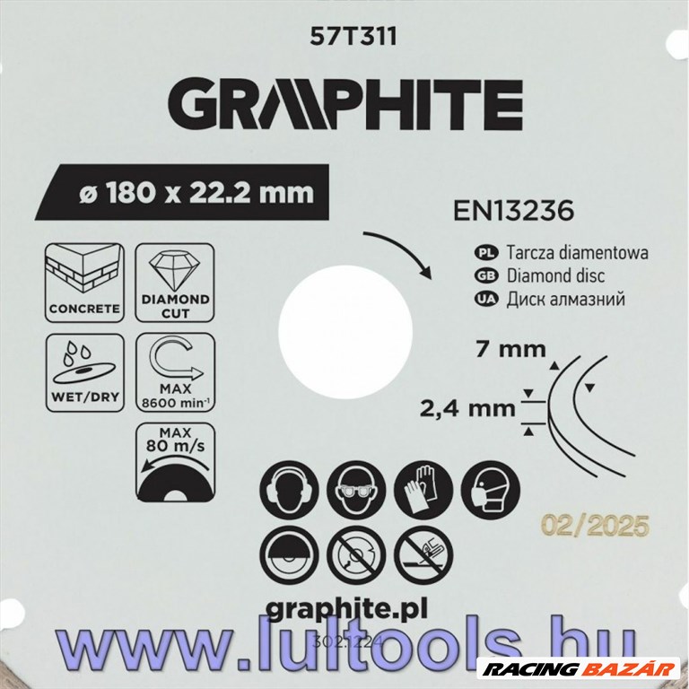 Szegmentált gyémánt vágókorong, 180mm 2. kép