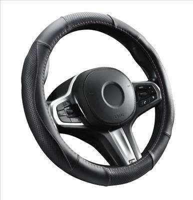 Kormányvédő, bőr, 37-39cm fekete, rózsaszín varással Autolife 01990