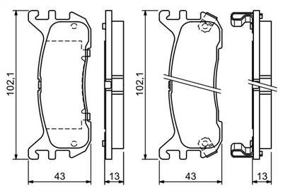 Fékbetét készlet BOSCH 0 986 494 341 for MAZDA, MITSUBISHI, NISSAN