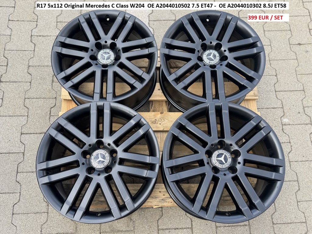 R17 5x112 Original Mercedes C Class W204  OE A2044010502 7.5 ET47 -  OE A2044010302 8.5J ET58 1. kép