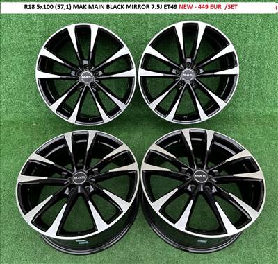 R18 5x100 (57,1) MAK MAIN BLACK MIRROR 7.5J ET49 új alufelnik felnik