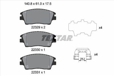 Fékbetét készlet TEXTAR 2232901 for HYUNDAI, KIA