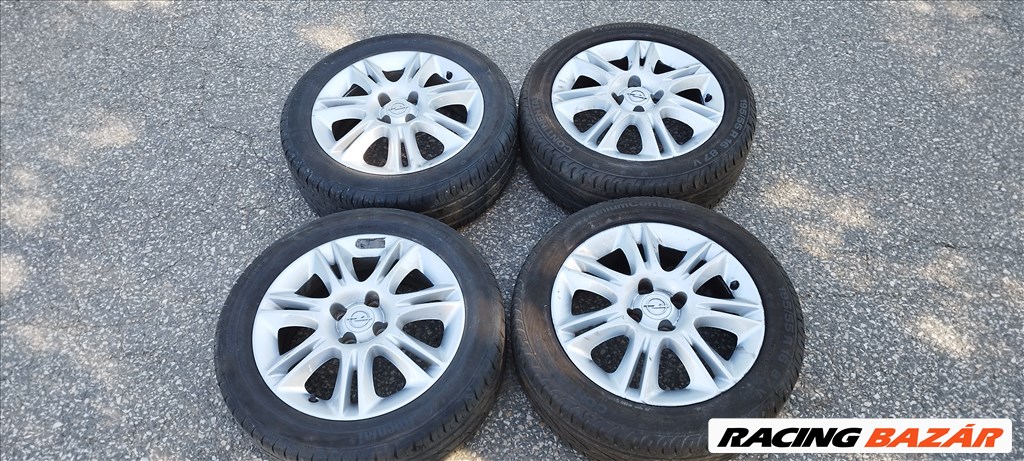  Opel D Corsa 4x100 lyukosztású 16" alufelni, 195/55 újszerű Continental nyári gumikkal eladó! 1. kép