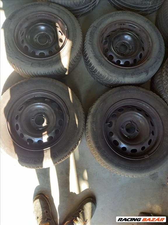 Peugeot citroen 4x108-as 6.5x15" használt lemezfelni, 205/65 használt Michelin téli gumi Sxx2 1. kép