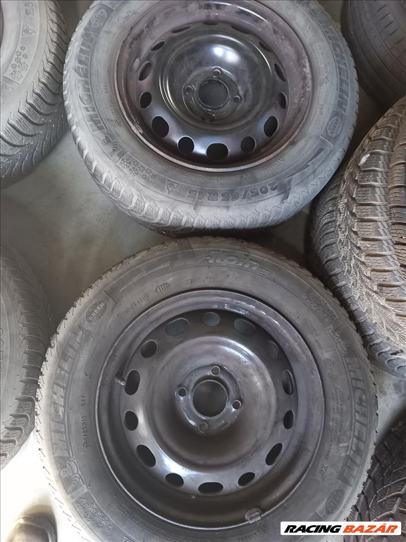 Peugeot citroen 4x108-as 6.5x15" használt lemezfelni, 205/65 használt Michelin téli gumi Sxx2 2. kép