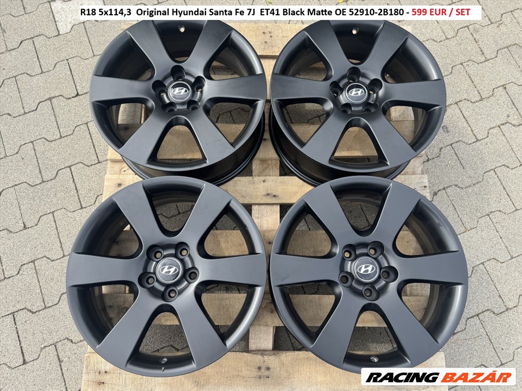 R18 5x114,3  Original Hyundai Santa Fe 7J  ET41 Black Matte gyári alufelnik felnik 1. kép