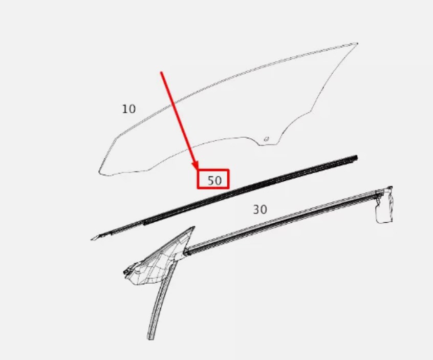Mercedes-Benz E C238 bal első ajtó ablak tömítősín A2387201907 2B16 3. kép