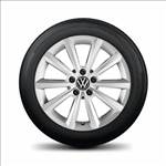5x112 lyukosztású 17" új alufelni, rajta 215/50 új Continental téli gumi gumi