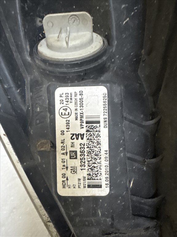 12465 Opel Meriva B Jobb első Lámpa Fényszóró Angol 13253632 6. kép