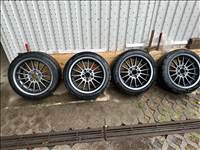 5x120 lyukosztású 17" újszerű alufelni, rajta 225/45 újszerű versenygumi gumi