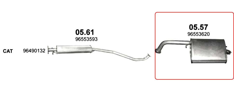 Polmo 05-57 hátsó kipufogó dob - CHEVROLET Lacetti 2. kép