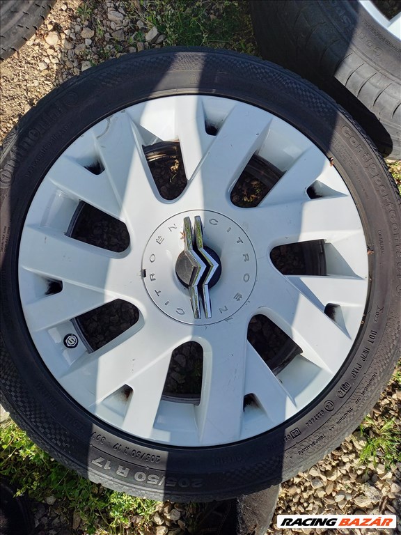 Citroen C4 Cupe 4x108-as 16.5x7" fehér (gyári felni) alufelni, 205/50R17 Continental nyári gumi sxx2 3. kép