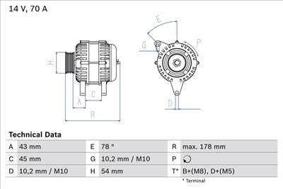 generátor BOSCH 0 986 042 071 for PEUGEOT, CITROËN, FIAT