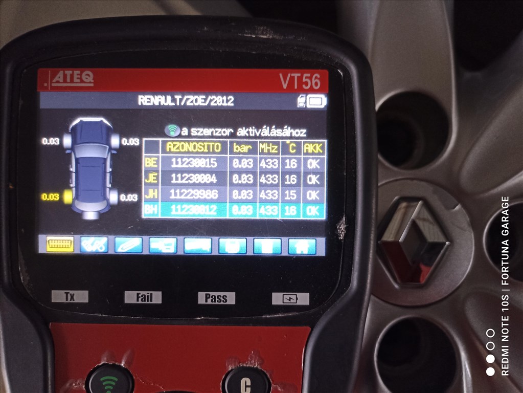 4x100 16" Renault 'Aerotronic' használt alufelni garnitúra +TPMS 9. kép