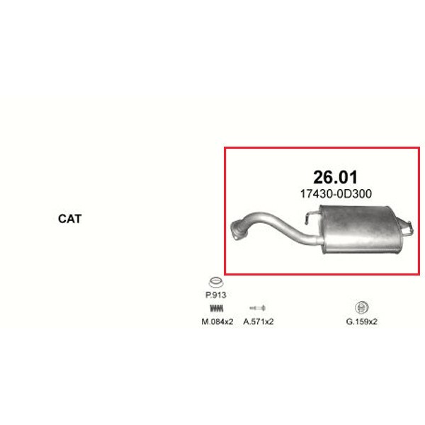 Polmo 26-01 hátsó kipufogó dob - TOYOTA Corolla (E120/E130) 2. kép