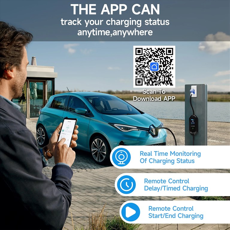 Eladó új 5m Wi-Fi EV töltő Type 2 3 fázis (11KW) 8-16A elektromos járműhöz +táska  4. kép