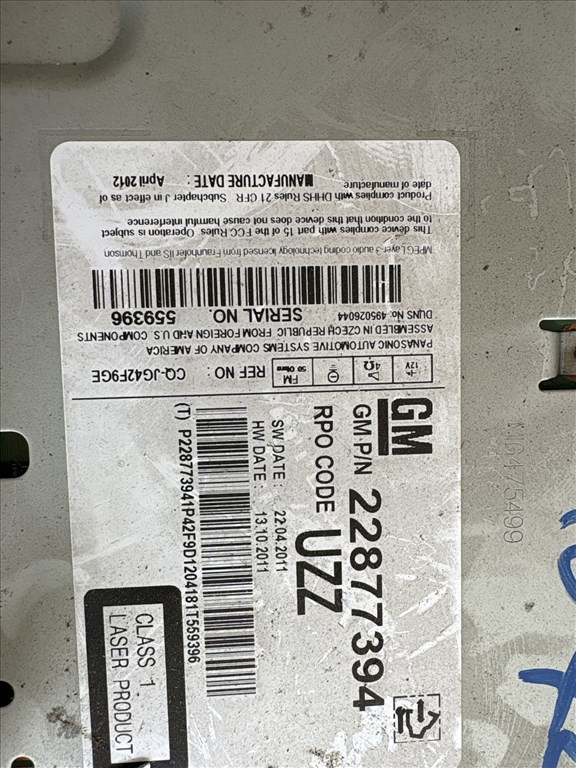 Opel Astra J 2009-2015 Rádió   Cd-s   22877394 2. kép